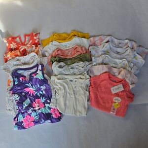 Lot of 15 - Carter's, etc 3-6mo Baby Girl Summer Bodysuit, Dress, Romper Bundle